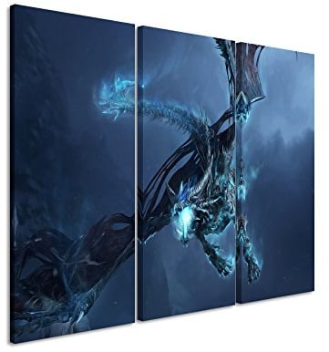 Paul Sinus Art Kunstdruck World_of_Warcraft_Ice_Dragon_3x60x30cm (Gesamt 100x60cm) _Ausführung qualitativ hochwertiges Keilrahmenbild auf echter Leinwand als Wandbild auf Keilrahmen