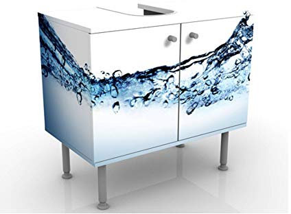 Apalis Waschbeckenunterschrank - Fizzy Water - Badschrank Weiß Blau, Größe: 55cm x 60cm