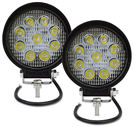 AUXTINGS LED Arbeitsscheinwerfer 2 Stück 4 Zoll 10 cm 27W runde Hochwasser-Leuchten, große Strahlbevölkerung für SUV All-Terrain-LKWs und 4x4 Nebelscheinwerfer