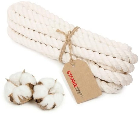 Seilwerk STANKE Baumwollseil 12mm x 30m, Seil, Baumwollkordel, Beige | Baumwollschnur, Laces, Garn, Bastelschnur, DIY Rope, Handwerk, Hundespielzeug, leicht zu knoten, 100% natürliche Baumwolle