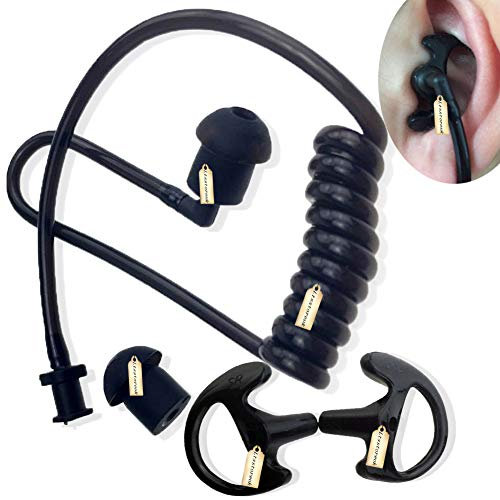 2 Way Radio Earmold Black Small Soft Rubber Earbuds Earmould （Left and Right）+ Replacement Black Coil Audio Tube Compatible for Motorola Kenwood Baofeng Acoustic Tube Earpiece