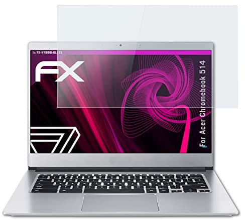 atFoliX Glasfolie kompatibel mit Acer Chromebook 514 Panzerfolie, 9H Hybrid-Glass FX Schutzpanzer Folie