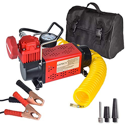 GSPSCN Portable 12V Air Compressor Pump, 150PSI Red Tire Inflator, Heavy Duty Auto Air Pump,for Car, Truck, RV, ATV, Bike,Balls,Lawn Mower and Other Inflatables