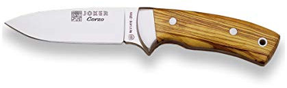 joker Coltello Bushcraft, intero, con ghiera in acciaio inox, olive in cache e lama 10 cm, 185 grammi, CO23 per la pesca, la caccia, l'escursionismo, il campeggio