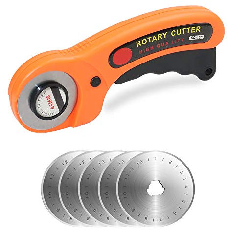 Bestgle 45mm Coupe Rotatif de Tissu avec 6pcs 45mm Lames de Coupe Circulaire Coupe de Patchwork Couture en Cuir Rotary Cutter pour Couture Quilting Tissu Coupe Artisanat Outil Jaune
