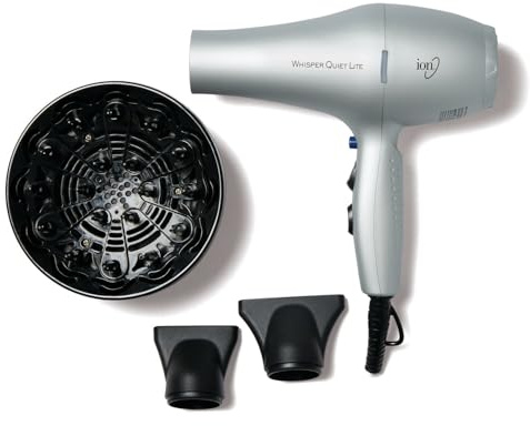 Ion Whisper Quiet Lite Ionic Ceramic Hair Dryer, 1875 Watts, Lightweight, Powerful, 4 Temperatures, 2 Speeds