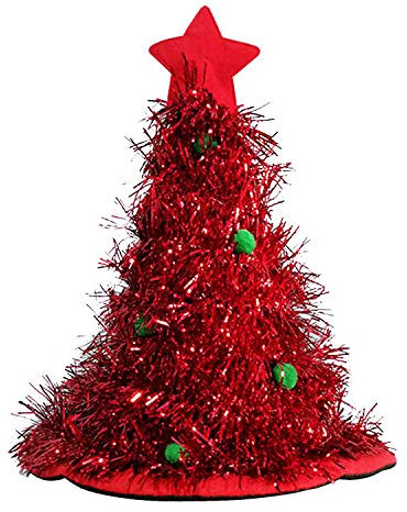 StarTreene Weihnachtsbaumhut Tannenbaum Hut glänzende Weihnachtsmützen für Erwachsene und Kinder Monochrom