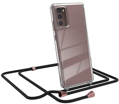 EAZY CASE Handykette kompatibel mit Samsung Galaxy Note 20 / Note 20 5G Handyhülle mit Umhängeband, Handykordel mit Schutzhülle, Silikonhülle, Hülle mit Band, Stylische Kette, Clips in Rosé