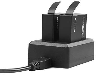 AKASO Batterie Caméra Sport, 2 × 1350 mAh Batterie Rechargeable, avec Chargeur Type C Double Trou, pour Caméra d'action Brave 7