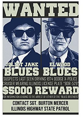 Filmposter Amerikanische Komödie The Blues-Brothers, 10 Leinwand-Poster, Wandkunst, Dekor, Bild, Gemälde für Wohnzimmer, Schlafzimmer, Dekoration, ungerahmt: 40 x 60 cm