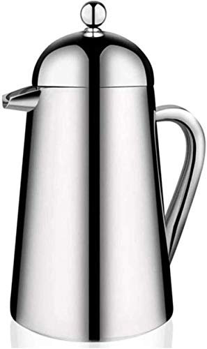 NCRD Caffettiera della Stampa Francese, pressa per caffè Isolante in Acciaio Inox 304 Grado, 34oz (1 litro), Argento