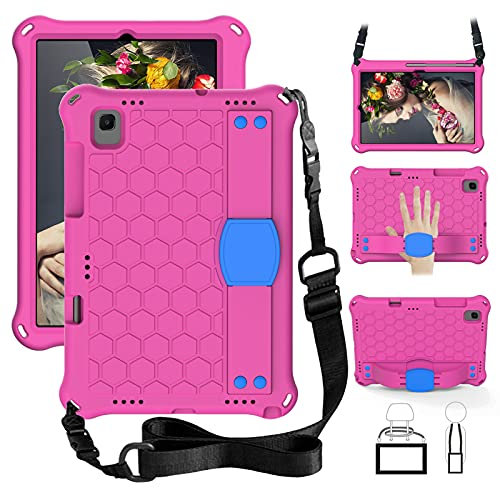 QYiD Funda Infantil para Huawei MatePad T10s /T10 2020, Carcasa Niño No-Tóxico EVA Protectora con Soporte, Correa de Mano y Bandolera para Huawei T10s 10.1 / T10 9.7 Tablet, Rose/Azul
