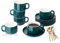 CHILDIKE Porcelain Coffee Cups and Saucers Set of 6 with Gold Spoon 220 ml/ 8 Ounce, Ceramic Green Cups for Tea Cappuccino Espresso