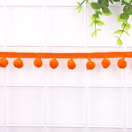 5 Yards 12mm Pompons Borte zum Basteln,Dekoband Mit Bommeln Bälle Pom Poms Fransenborte Zierband Dekoborte Nähzubehör für DIY Basteln Apparel Kleidung,Kostüme,Nähen,Dekoration,Orange