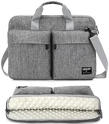 KINGSLONG 35.6 cm (14 Zoll) Laptop-Tasche, Umhängetasche, schmal, leicht, Laptop, Computer, Notebook, Ultrabooks, Tragetasche, passend für Acer Asus Lenovo HP Toshiba, Grau