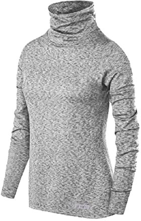 TCA Girls' Warm Up Long Sleeve Training Workout Funnel Neck Thermal Running Top with Thumbholes - Quiet Shade Marl, XLY 12-14 Years