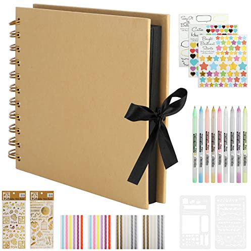 HXC Fotoalbum zum Selbstgestalten DIY Fotoalbum 60 Seiten Schwarz aus Karton Photo Album Fotobuch mit Aufkleber zum Einkleben Kann als Geburtstagsgeschenk Hochzeitstagsgeschenk