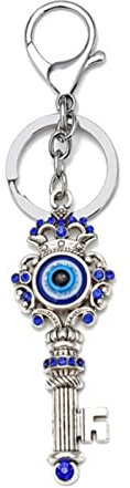 1 Stück Retro Schlüssel Anhänger Schlüsselanhänger Türkisch Blau Evil Eye Glas Charme Anhänger Schlüsselanhänger Nazar Geschenk Schmuck