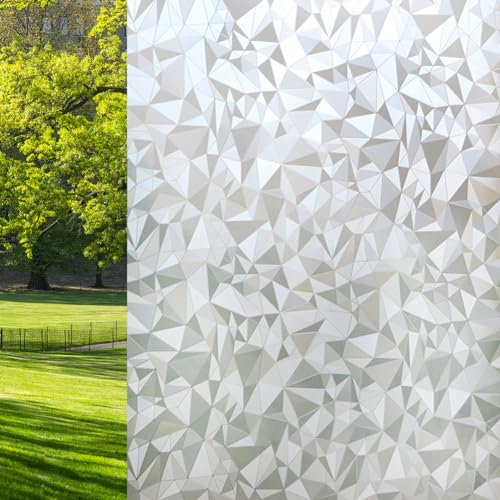 VSUDO Privacy Window Film, Diamond Pattern Window Tint for Home, Static Cling Window Glass Stickers (90x400 cm)