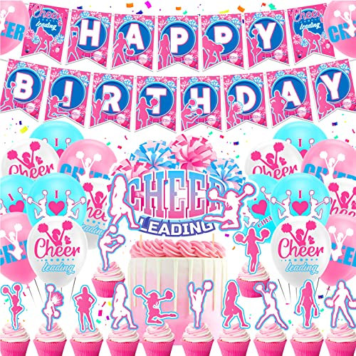 Cheerleading Geburtstag Party Dekorationen Cheerleader Geburtstag Party Lieferung inklusive Cheerleading Geburtstag Banner Kuchen Cupcake Toppers Luftballons für Geburtstag Party Gymnastik Party