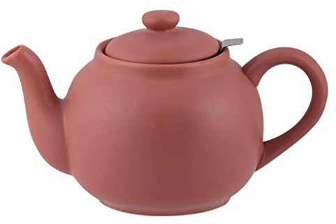 PLINT Teapot en céramique Simple & Stylish Teapot Globe avec Strainer en acier inoxydable, Teapot en céramique pour 6-8 tasses, 1500 ml Teapot en céramique, TeaPot for Blooming Tea, Terre cuite rose