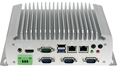 HUNSN Fanless Industrial Computer, IPC, Mini PC, Intel Celeron J1900, Windows 11/ Linux Ubuntu, IX09, 6 x COM, 2 x I211 LAN, HDMI, 3 PIN Phoenix, SIM Slot, WDT Reset, 8G RAM, 128G SSD