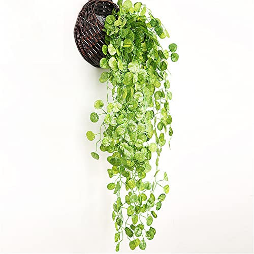 SAMEZA 1 Stück 230 cm grüne Rebe Seide künstliche Efeu hängende Blattgirlande Pflanze Schlingpflanze Blatt Wohnkultur Hochzeit Badezimmer Garten Dekoration, 90 cm Wandbehang 3