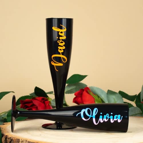 PARTYRAMA.CO.UK Personalised Champagne/Prosecco Plastic Flutes… (Black)