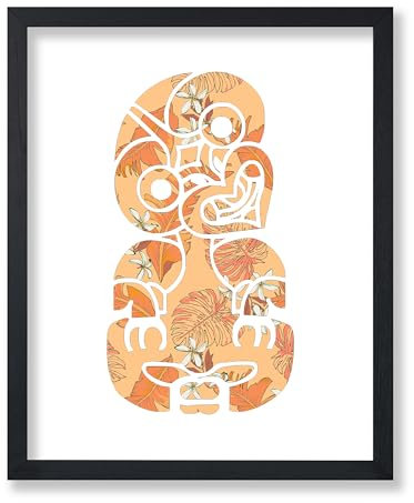 Poster Master Maori-Poster – Tiki-Druck – Tropische Kunst – Hawaii-Kunst – minimalistische Kunst – Blumenkunst – Geschenk für Männer und Frauen – Blumendekor für Schlafzimmer, Kinderzimmer oder