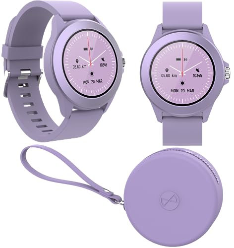 FOREVER Montre Connectée Ronde Colorum CW-300 - Montre Sport Homme Femme avec Podometre - Smartwatch Etanche IP68 - Montre Connectée Grande Autonomie - Montre Connectée Android iOS - Violet