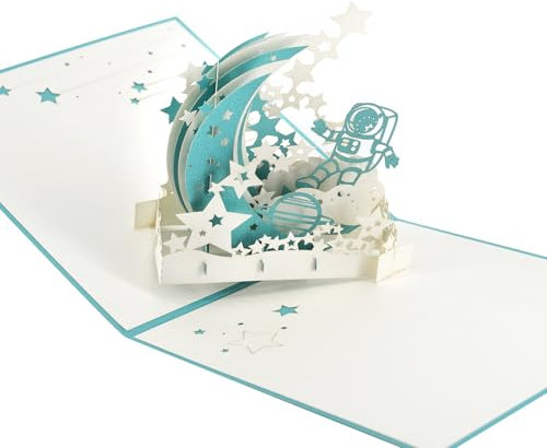 Carte de vœux pop-up 3D, astronaute de l'espace, planète, étoile pour enfants et adultes, fête des pères