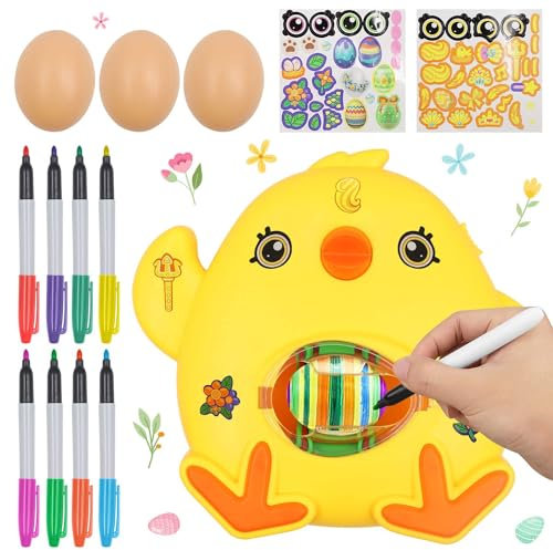 Abnaok DIY Ostereier Deko, Ostereier Dekoration Set Oster Eier Dekos Kit mit Eier Malgerät, DIY Gemalte Deko Ostereier für Kinder,Bastelset Ostern Kinder Basteln bemalen maschine