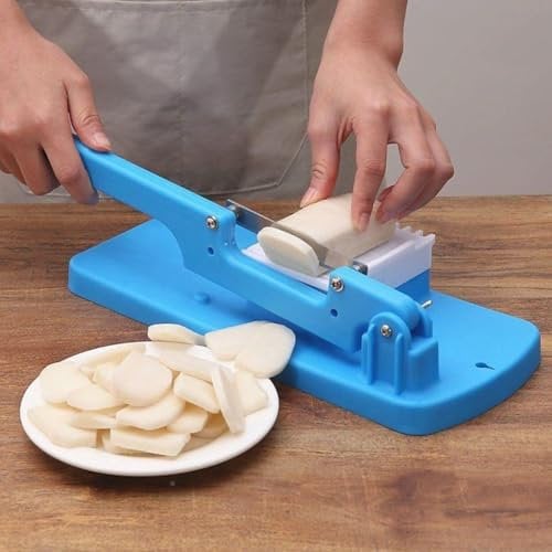 SPORTARC Affettatrice manuale per carne, frutta e verdura, multifunzionale, in acciaio inossidabile e lega di acciaio, blu