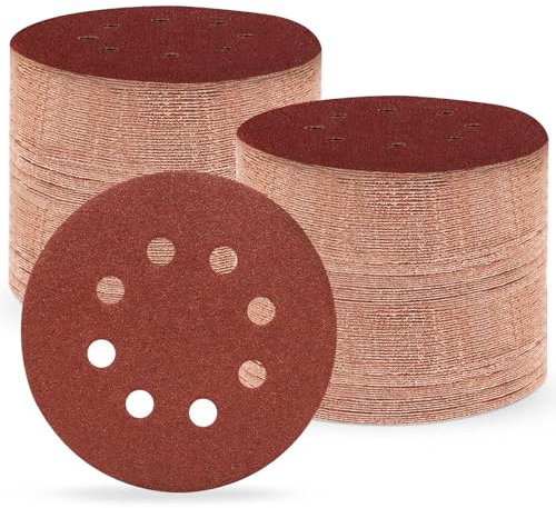 150 Stück Schleifpapier 125mm Klett, 80 Körnung Profi 125 Schleifscheiben Rund 8 Loch für Exzenterschleifer (150 Stück,80 Körnung）
