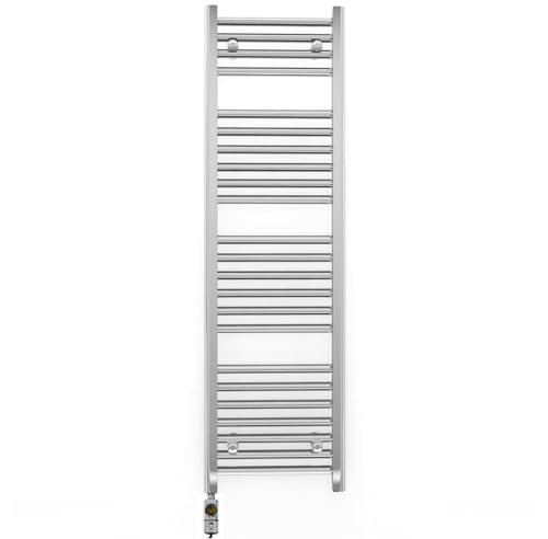 350mm Wide Chrome Electric Bathroom Towel Rail Radiator Heater With AF Thermostatic Electric Element UK Pre-Filled (350 x 1200 mm)