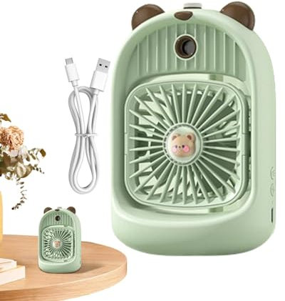 ventilador USB – ventilador silencioso USB – Ventilador de refrigeración de mesa USB, ventilador de niebla de agua de oso para maquillaje, hogar, oficinas, al aire libre, viajes