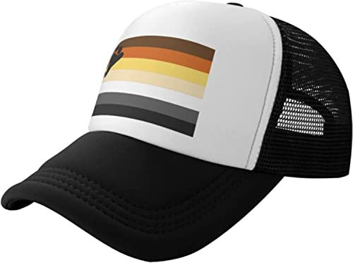 NLWQEKV Trucker-Mütze mit Gay-Bear-Pride-Flagge für Männer oder Frauen – Mesh-Baseballkappe für den Außenbereich
