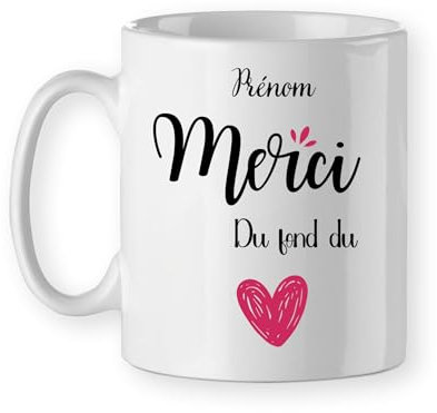 Mug Tasse cadeau pour dire merci, cadeau de remerciement personnalisé prénom merci pour tout, modèle 2