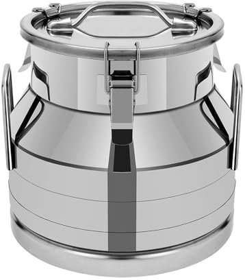 NaMaSyo Carafe à lait robuste en acier inoxydable - Carafe de transport avec bouchon de serrage et joint en caoutchouc - Grand pot à lait vintage pour la ferme - Pour décoration et stockage - 60 l (12