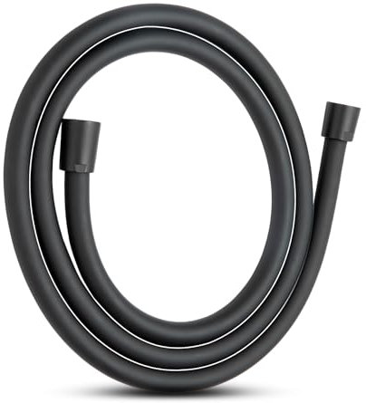 OFFO Manguera Ducha 1.6m,Con protección Antitorsión,Manguera de Ducha de PVC,Flexo Ducha de alta presión de Repuesto,Para Grifería de Baño,Negro