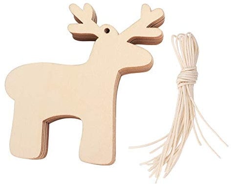 Sunicon Weihnachtsbaum-Aufhänger aus Holz, 10 Stück, Holzscheiben, Holzanhänger zum Aufhängen, Weihnachtsbaum-Anhänger, handgefertigte DIY-Hängeornamente für Weihnachten, (Each 10cm)