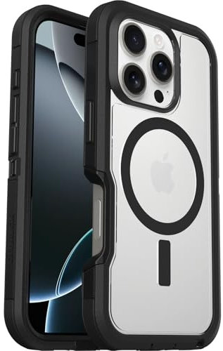 OtterBox Defender Series XT MagSafe Case for iPhone 16 Pro, Shockproof, Drop proof, Ultra-Rugged, Protective Case, 7x Tested to Military Standard, Clear/Black, Non-Retail Packaging