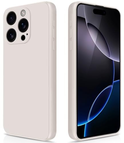 GiiYoon Case Compatible with iPhone 16 Pro Max, Silky-Soft Touch Full-Body Protective Phone Silicone Case, Shockproof Cover with Microfiber Lining, off white
