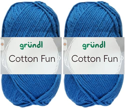 2x50 Gramm Gründl Cotton Fun Häkelgarn aus 100% Baumwolle inkl. Anleitung für Meerschwein (10 Royalblau)