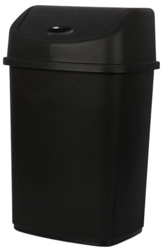 Jolie Max 35L Large Swing Top Kitchen Bin - Plastic Dustbin with Flip Top Lid - Ideal for Home and Office Waste Management - Easy to Clean, Recycle Rubbish Bin. (Full Black)