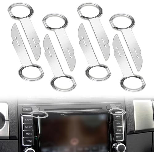 Damwot 8PCS Radio Removal Tool, Contact Removal Tool with Easy Grip Handles, Compatible with Audi, VW Volkswagen, Mercedes Benz, BMW OEM Head Unit CD Host Key Disassembly Tool