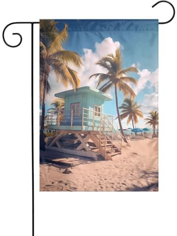 YYHWHJDE Gartenflagge, 30,5 x 45,7 cm, hochwertige Polyester-Flagge für Hof, Garten und Terrasse, Dekoration, Miami Beach, Florida-Druck