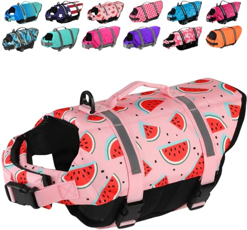 Doglay Dog Life Jacket, Dog Life Vest for Swimming Boating, Adjustable Puppy Life Jacket with Reflective Stripes, Superior Buoyancy Pet Swimming Vest for Small Medium and Large Dogs
