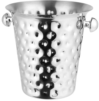 RYing Seau a Champagne, Seau Champagne Inox, avec Poignées,Seau de Refroidissement pour Vin Mousseux, Vin et Champagne, 5L (Argent)