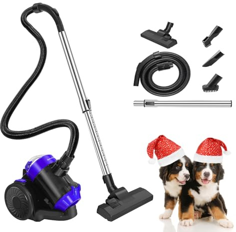 AUTOFU Cylinder Vacuum Cleaner Bagless | 1000W High Power Motor| 1.5L Dust Tank | 4 Nozzle Head | 4m Cord with Auto-coiling Function | 1.76m Flexible Hose | Brush Tools Included | Blue + Black